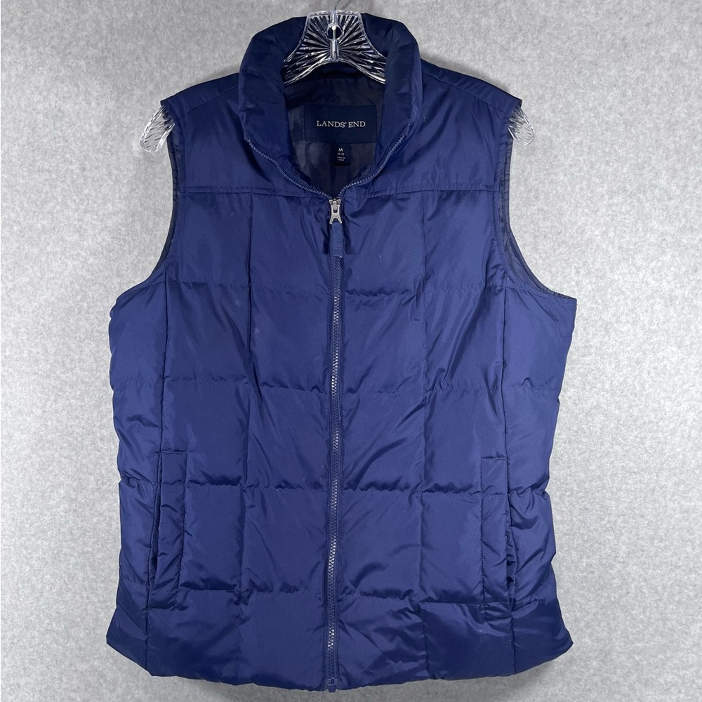 Lands End Women's‎ Blue Goose Down Zipper Puffer Vest Size Medium